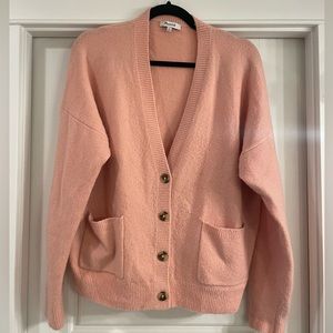 Madewell, pink oversized cardigan.